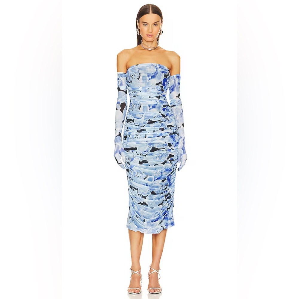 MISHA Cosimo Mesh Midi & Glove Set in Water Colour Floral